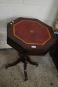 OCTAGONAL LEATHER TOPPED WINE TABLE, 49CM WIDE