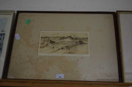 R T COWEM, ETCHING, RURAL SCENE, SIGNED IN PENCIL