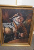 Alberto Cecconi (Italian, 20th century) Old man pouring wine, oil on canvas, signed, framed