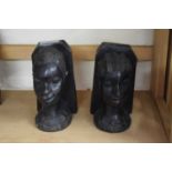 PAIR OF ETHNIC HARDWOOD FIGURAL BOOKENDS