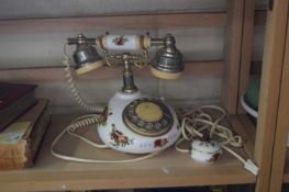 ROYAL ALBERT 'OLD COUNTRY ROSES' PATTERN TELEPHONE TOGETHER WITH A FURTHER SMALL TRINKET BOX