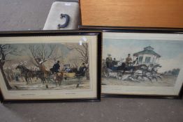 PAIR OF COLOURED COACHING ENGRAVINGS, PROBABLY OF AUSTRIAN ORIGIN, F/G