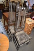 PAIR OF 17TH OR EARLY 18TH CENTURY HIGH BACK CHAIRS (FOR RESTORATION)