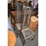 PAIR OF 17TH OR EARLY 18TH CENTURY HIGH BACK CHAIRS (FOR RESTORATION)