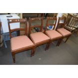 SET OF FOUR 19TH CENTURY ELM FRAMED BAR BACK DINING CHAIRS WITH PUSH OUT SEATS