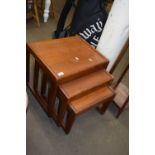 NEST OF THREE MID-CENTURY RETRO TEAK OCCASIONAL TABLES, POSSIBLY G-PLAN, LARGEST 50CM WIDE