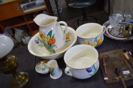 FIELDINGS DEVON WARE FLORAL DECORATED WASH STAND AND CHAMBER POT SET