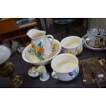 FIELDINGS DEVON WARE FLORAL DECORATED WASH STAND AND CHAMBER POT SET