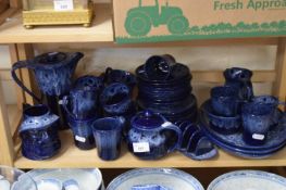 QUANTITY OF MODERN TEA AND COFFEE WARES WITH BLUE MOTTLED GLAZE