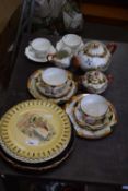 JAPANESE EGGSHELL TEA SET TOGETHER WITH FURTHER RIBBON PLATES AND OTHER CERAMICS