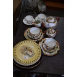 JAPANESE EGGSHELL TEA SET TOGETHER WITH FURTHER RIBBON PLATES AND OTHER CERAMICS