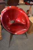 RETRO STYLE RED COMPOSITION TUB CHAIR