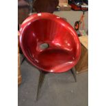 RETRO STYLE RED COMPOSITION TUB CHAIR