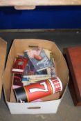 BOX OF VARIOUS MOTORCYCLE NEWSPAPERS AND OTHER ASSORTED ITEMS