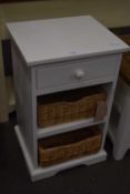 MODERN WHITE SIDE CABINET WITH WICKER DRAWERS, 44CM WIDE