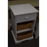 MODERN WHITE SIDE CABINET WITH WICKER DRAWERS, 44CM WIDE