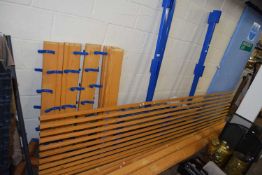 DISASSEMBLED WOOD AND METAL CHANGING ROOM BENCH