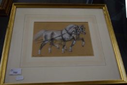 STUDY OF TWO GREY HORSES, PENCIL AND CHALK, INDISTINCTLY SIGNED, F/G