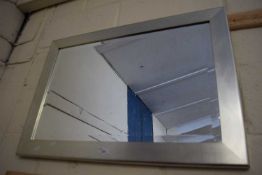 BEVELLED RECTANGULAR WALL MIRROR IN SILVERED FINISH FRAME