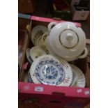 BOX OF MIXED CERAMICS TO INCLUDE A ROYAL DOULTON SOUP TUREEN