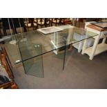 MODERN GLASS DINING TABLE, 160CM WIDE