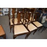 SET OF SIX CABRIOLE LEGGED DINING CHAIRS TO INCLUDE TWO CARVERS