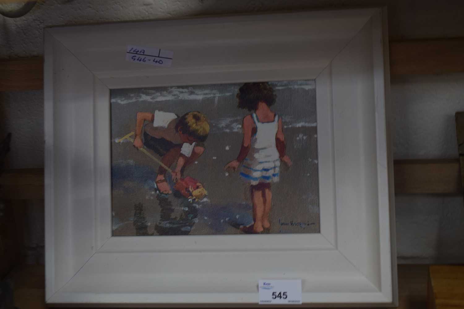 FRAMED STUDY OF CHILDREN ON A BEACH