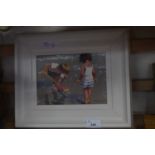 FRAMED STUDY OF CHILDREN ON A BEACH