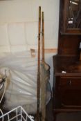 VINTAGE SPLIT CANE TWO-PIECE FISHING ROD MARKED 'SEALEY SEA LEADER'