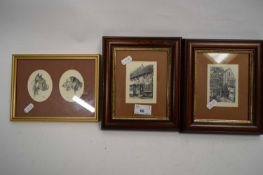 PAIR OF SMALL BLACK AND WHITE PRINTS MARKED 'KONSTAD' TOGETHER WITH FURTHER PAIR OF STUDIES OF