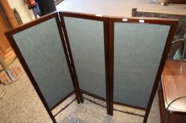 SMALL MAHOGANY FRAMED BI-FOLD SCREEN, APPROX 110CM WIDE