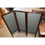 SMALL MAHOGANY FRAMED BI-FOLD SCREEN, APPROX 110CM WIDE