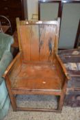 19TH CENTURY PANELLED PINE CHAIR