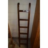 19TH CENTURY HARDWOOD AND BRASS MOUNTED LADDER, 148CM HIGH