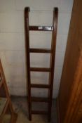 19TH CENTURY HARDWOOD AND BRASS MOUNTED LADDER, 148CM HIGH