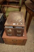 TWO WOODEN CARD FILING CABINETS, LARGEST 60CM DEEP