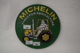 Circular cast iron wall plaque 'Michelin Tyres for Agriculture'