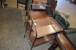 TWO RETRO CHROME FRAMED FOLDING TEA TROLLEYS