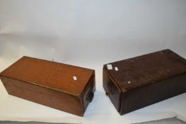 TWO VINTAGE WOODEN CARD FILING CASES