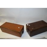 TWO VINTAGE WOODEN CARD FILING CASES