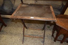 19TH CENTURY RECTANGULAR TOPPED TRAVELLING WRITING TABLE WITH FOLDING BASE, 60CM WIDE