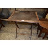 19TH CENTURY RECTANGULAR TOPPED TRAVELLING WRITING TABLE WITH FOLDING BASE, 60CM WIDE