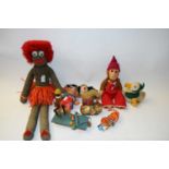 MIXED LOT COMPRISING VINTAGE CLOCKWORK TOYS, VINTAGE SOFT TOYS, VINTAGE TROLL AND OTHER ITEMS