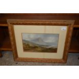 19TH CENTURY SCHOOL, STUDY OF AN UPLAND LANDSCAPE WITH FIGURES, OIL, GILT FRAMED