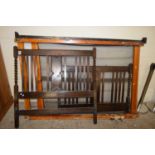 OAK BARLEY TWIST BED FRAME WITH CENTRAL SPRUNG BASE, 122CM WIDE