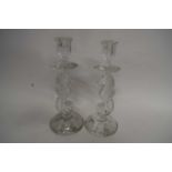 PAIR OF WATERFORD SEAHORSE CRYSTAL GLASS CANDLESTICKS, 28CM HIGH (UNDAMAGED, LACKING ORIGINAL