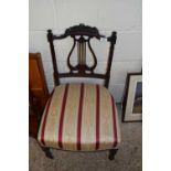 LATE 19TH CENTURY MAHOGANY FRAMED SIDE CHAIR WITH LYRE SHAPED BACK