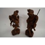 PAIR OF CHINESE HARDWOOD FIGURES, APPROX 32CM HIGH