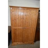 PINE DOUBLE DOOR WARDROBE, 117CM WIDE