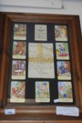 ENID BLYTON, PRINTED CARD SET, 'FARAWAY TREE', FRAMED